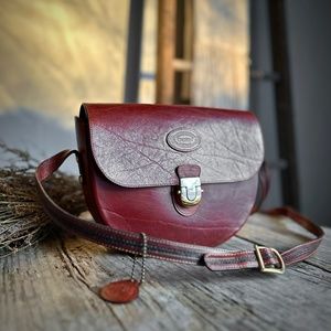 Croton Burgundy Leather Crossbody Bag with Adjustable Strap